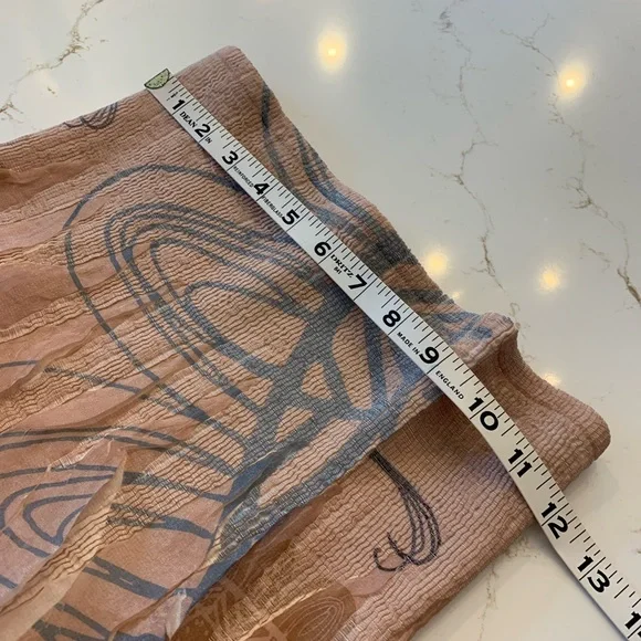 Vintage 90’s Dress Strapless Abstract Floral Beige With Pull-string Hem Size Med - Picture 6 of 10